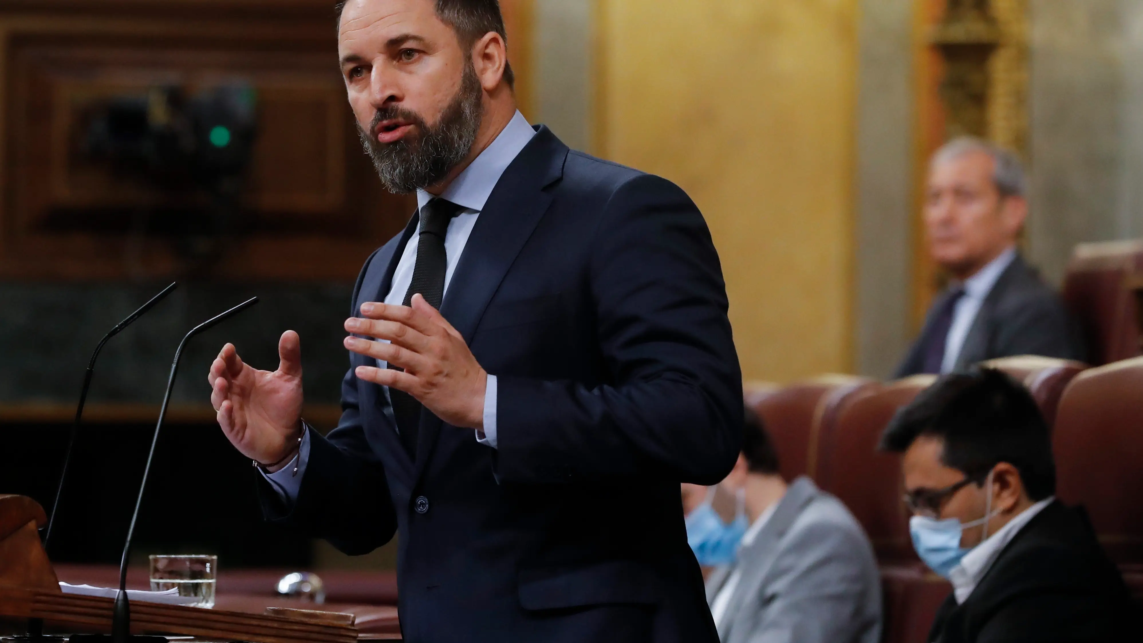 Santiago Abascal, durante su intervenci&oacute;n en el Congreso de los Diputados