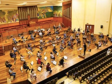 La Orquesta Sinfónica de Euskadi vuelve a los ensayos con medidas para protegerse del coronavirus