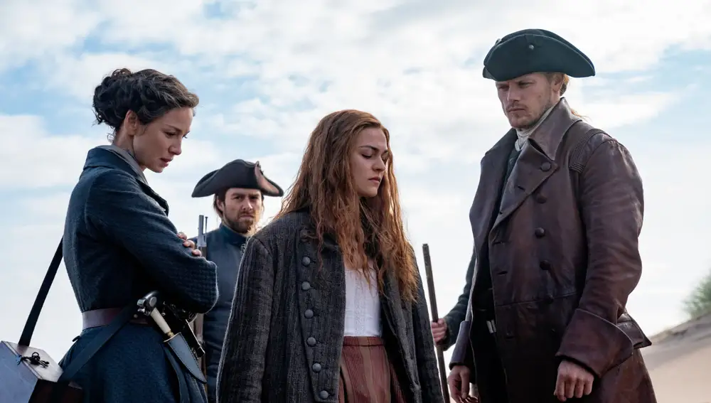 Bianna, Claire, Roger y Jamie Fraser en la temporada 5 de 'Outlander'