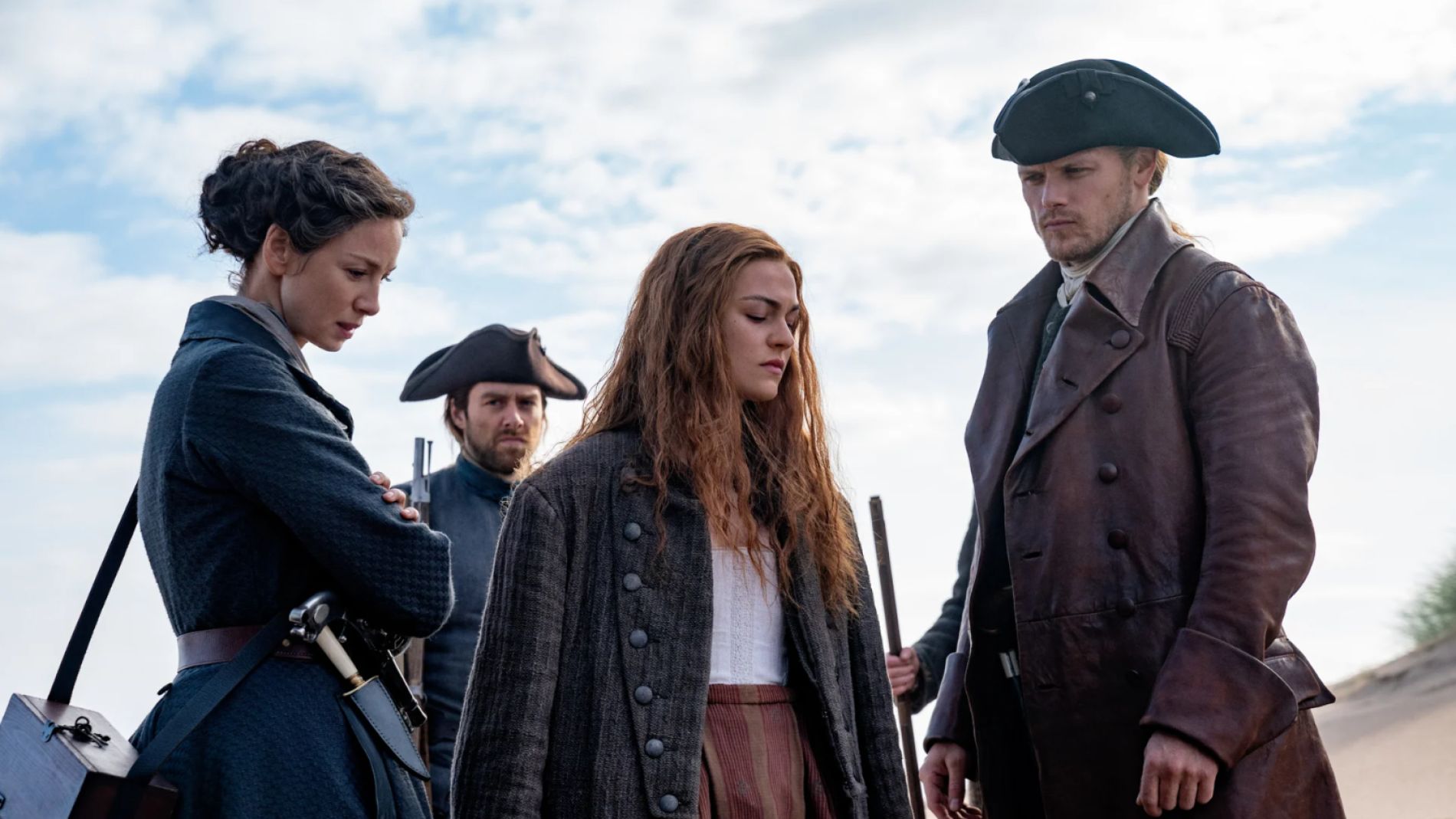 Bianna, Claire, Roger y Jamie Fraser en la temporada 5 de 'Outlander'