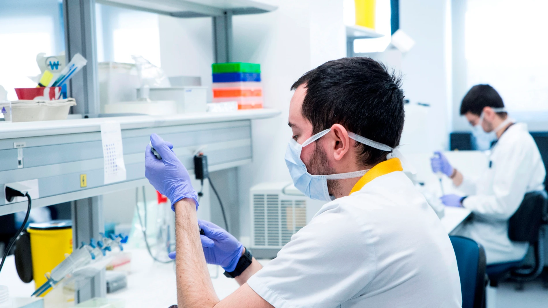 Trabajadores del Instituto de Investigación Hospital Universitario La Paz durante sus investigaciones sobre el coronavirus Trabajadores del Instituto de Investigación Hospital Universitario La Paz durante sus investigaciones sobre el coronavirus