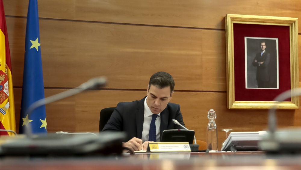 Pedro Sánchez, durante el Consejo de Ministros Extraordinario del 22 de mayo