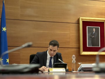 Pedro Sánchez, durante el Consejo de Ministros Extraordinario del 22 de mayo