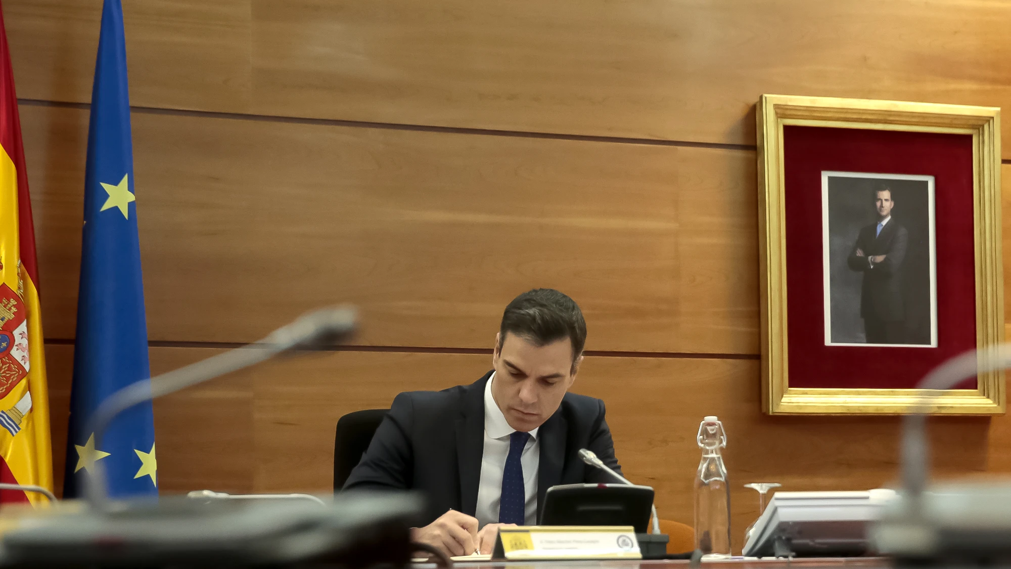 Pedro S&aacute;nchez, durante el Consejo de Ministros Extraordinario del 22 de mayo