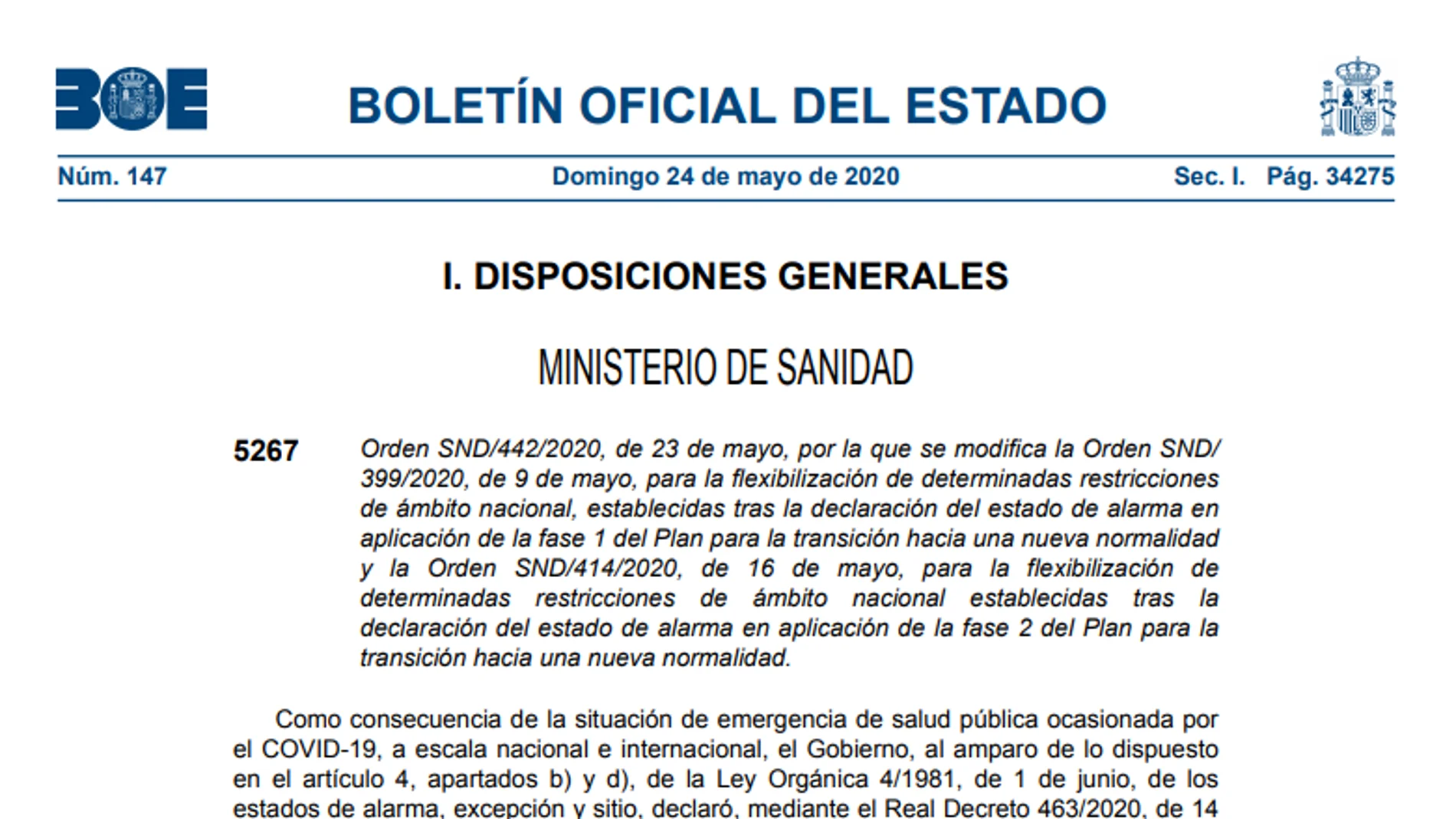 BOE del domingo 24 de mayo de 2020 BOE del domingo 24 de mayo de 2020