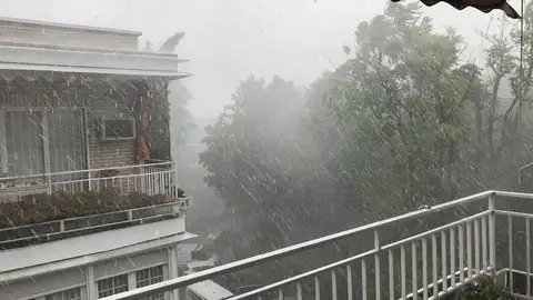 Tormentas y granizo en el primer día de la Fase 1 en Madrid desescalada