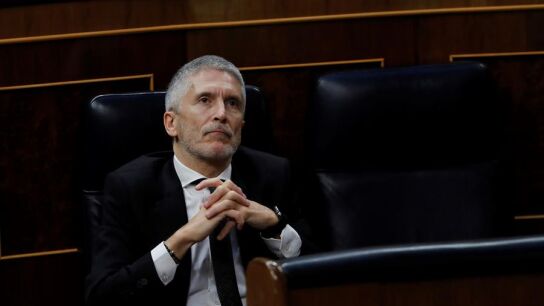 El ministro del interior, Fernando Grande Marlaska, durante la sesi&oacute;n de control al Ejecutivo 