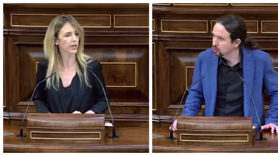 Cayetana Álvarez de Toledo y Pablo Iglesias en el Congreso Cayetana Álvarez de Toledo y Pablo Iglesias en el Congreso