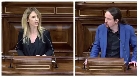 Cayetana Álvarez de Toledo y Pablo Iglesias en el Congreso Cayetana Álvarez de Toledo y Pablo Iglesias en el Congreso