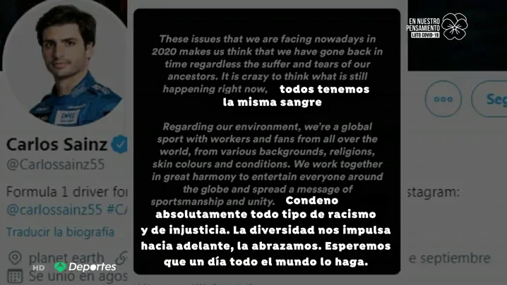 Carlos Sainz responde a Hamilton: "Es una locura lo que está sucediendo, todos tenemos la misma sangre" Carlos Sainz responde a Hamilton: "Es una locura lo que está sucediendo, todos tenemos la misma sangre"