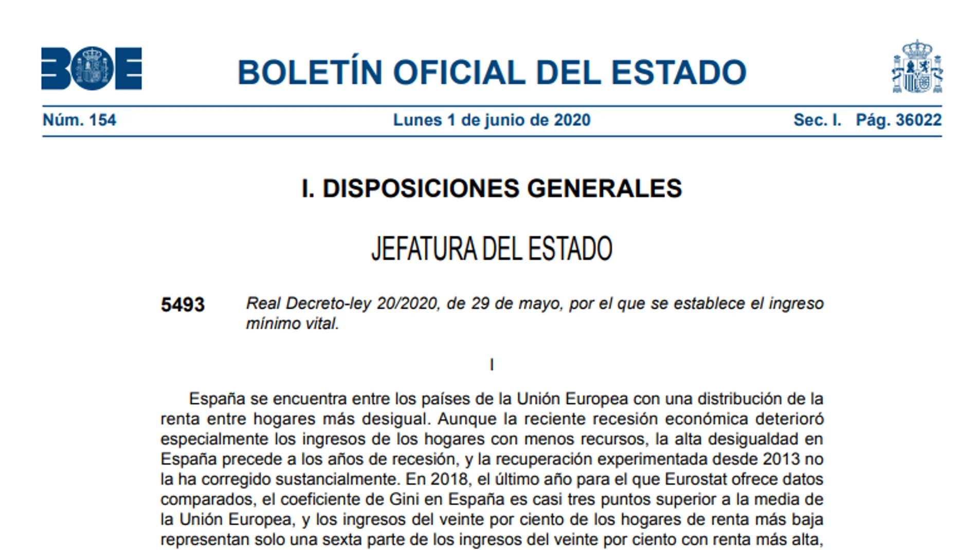 El Boletín Oficial del Estado publica los detalles del Ingreso Mínimo Vital que se pone hoy en marcha El Boletín Oficial del Estado publica los detalles del Ingreso Mínimo Vital que se pone hoy en marcha