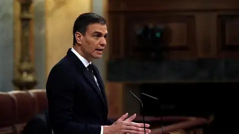 Pedro Sánchez, en la tribuna del Congreso de los Diputados. Pedro Sánchez, en la tribuna del Congreso de los Diputados.