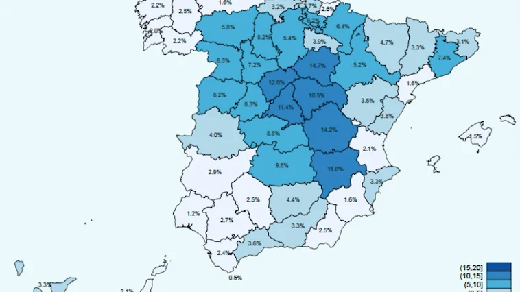 Mapa de Espa&ntilde;a sobre la segunda oleada del estudio de seroprevalencia sobre el coronavirus 