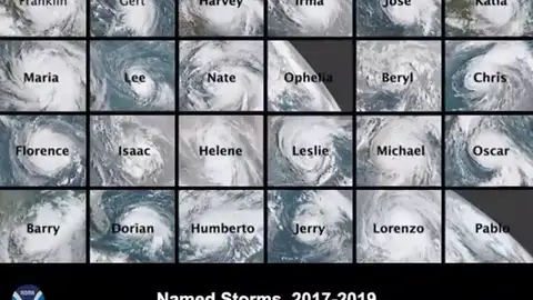 La animación de los 24 huracanes atlánticos desde 2017 a 2019 La animación de los 24 huracanes atlánticos desde 2017 a 2019