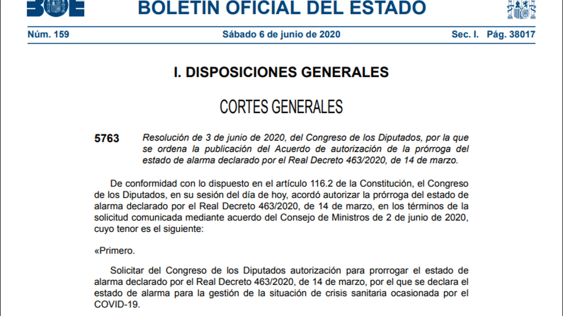 BOE del 6 de junio de 2020 BOE del 6 de junio de 2020