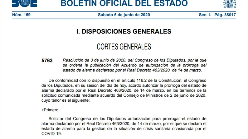 BOE del 6 de junio de 2020 BOE del 6 de junio de 2020