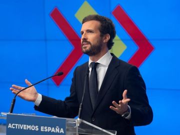 El presidente del PP, Pablo Casado, este lunes en Madrid, durante su intervención ante la Junta Directiva Nacional del partido