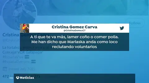 Vox expedienta a una edil de Galapagar por escribir que a Fernando Grande-Marlaska "le ponen los niñitos jovencitos" Vox expedienta a una edil de Galapagar por escribir que a Fernando Grande-Marlaska "le ponen los niñitos jovencitos"