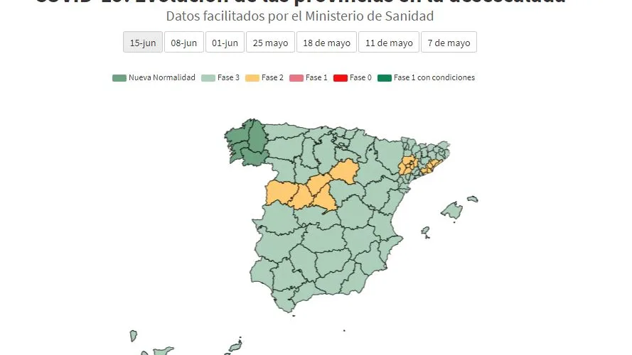 Mapa de la desescalada del coronavirus: comunidades y provincias que pasan de fase