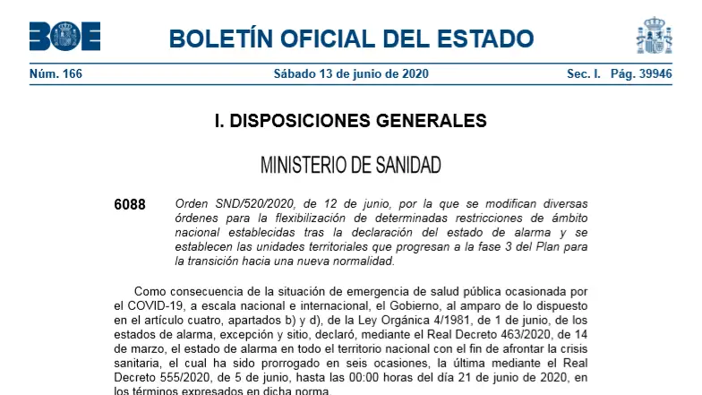 El BOE del 13 de junio de 2020 El BOE del 13 de junio de 2020