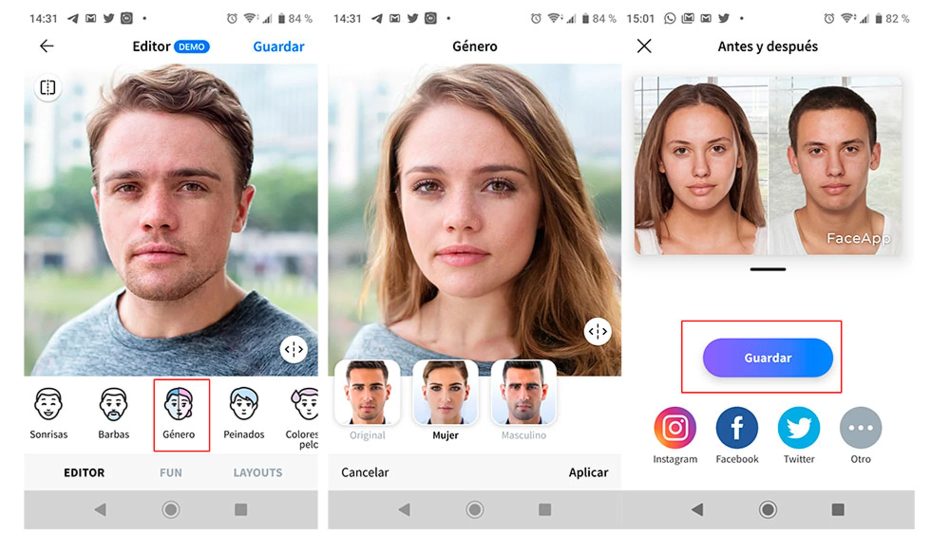 Filtro de género de FaceApp Filtro de género de FaceApp