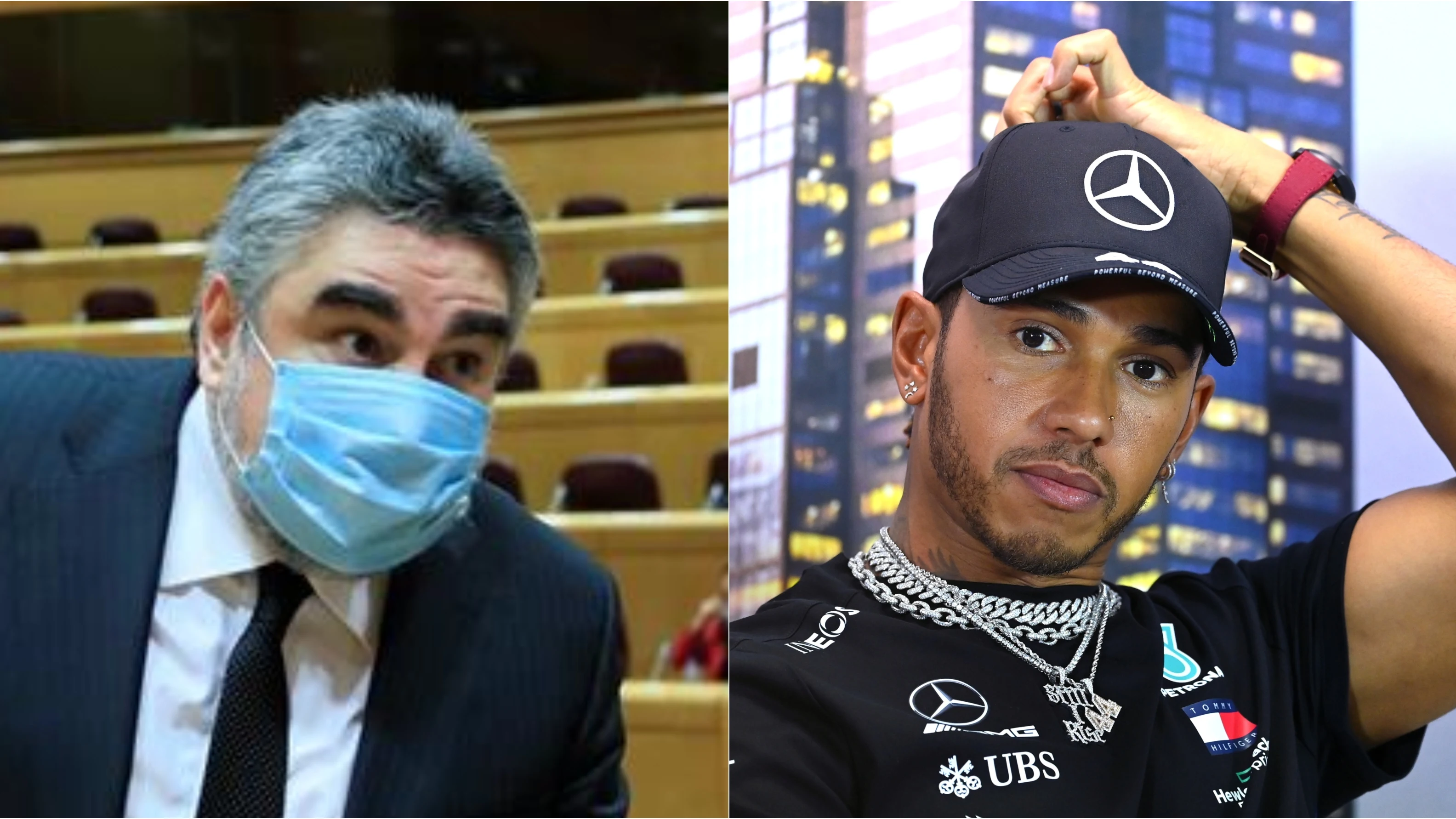 Rodr&iacute;guez Uribes y Lewis Hamilton