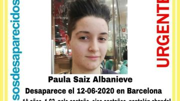 Paula, la joven desaparecida en Barcelona