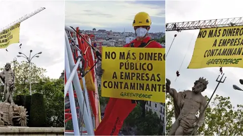 Acción de Greenpeace junto a Neptuno Acción de Greenpeace junto a Neptuno