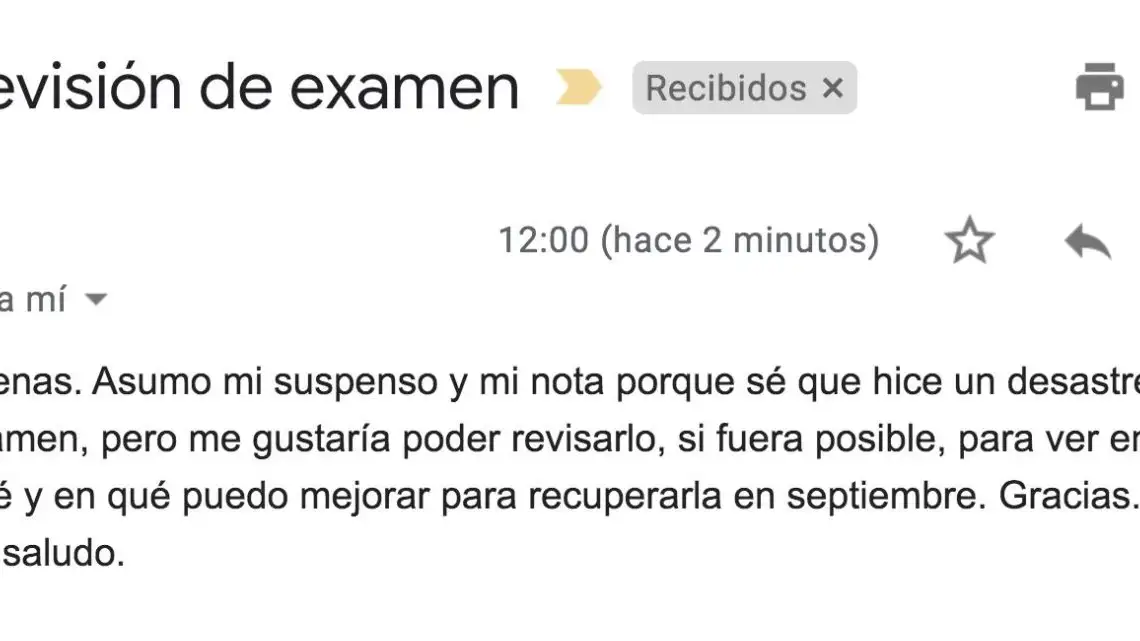 Un alumno pide así revisión de examen Educación