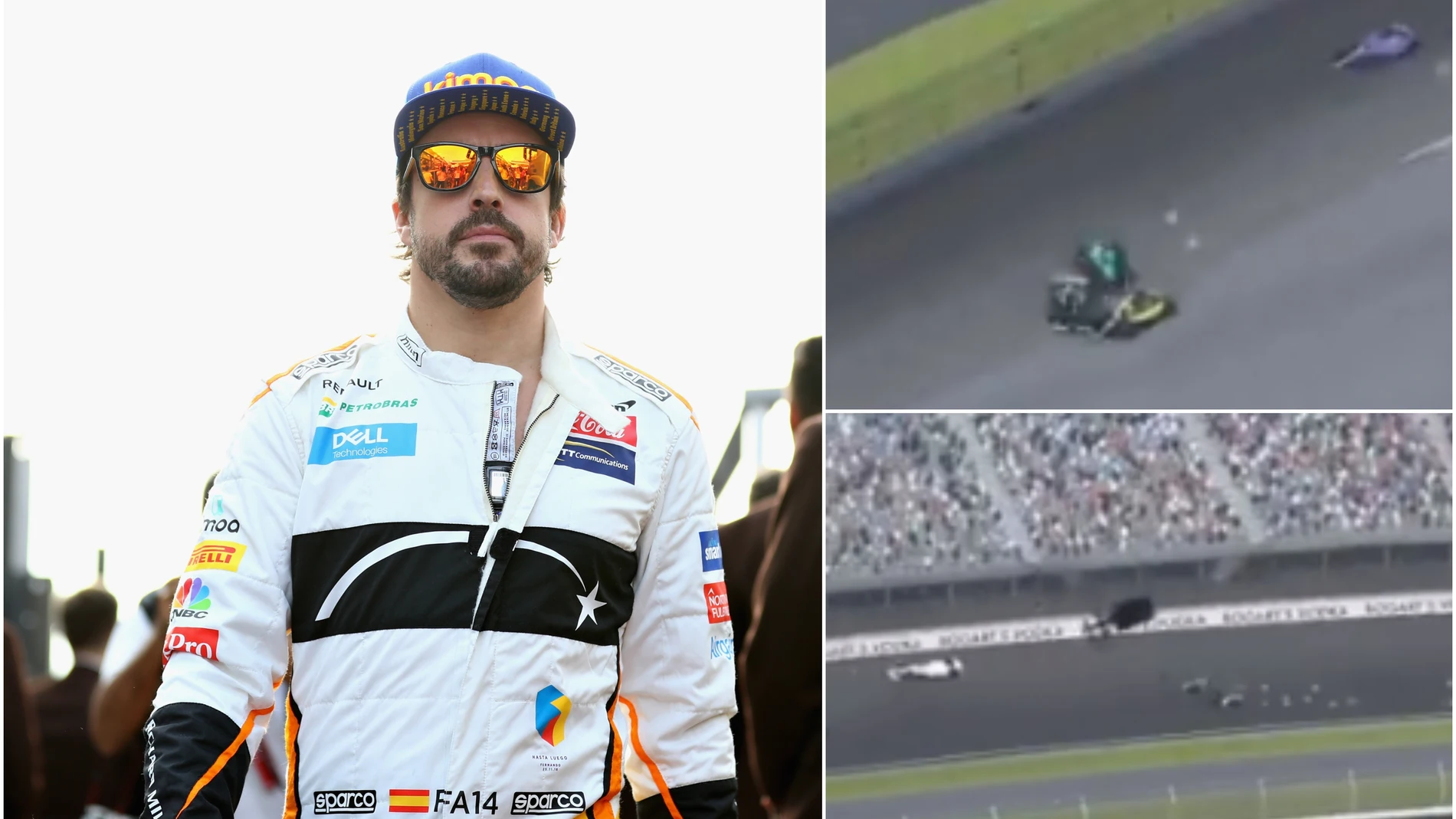El aparatoso accidente de Fernando Alonso en Indianápolis durante la IndyCar El aparatoso accidente de Fernando Alonso en Indianápolis durante la IndyCar