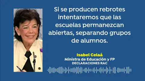 Isabel Celaá: "Si se producen rebrotes de coronavirus intentaremos que las escuelas permanezcan abiertas" Isabel Celaá: "Si se producen rebrotes de coronavirus intentaremos que las escuelas permanezcan abiertas"