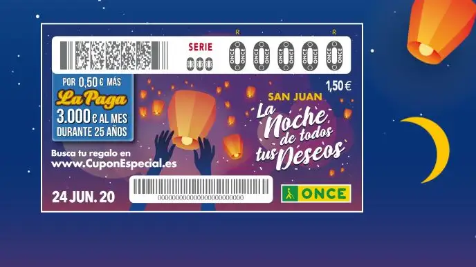 Sorteo Especial San Juan ONCE 2020: Premios del Cupón Especial de San Juan del 24 de junio Cupón Sorteo de San Juan 2020