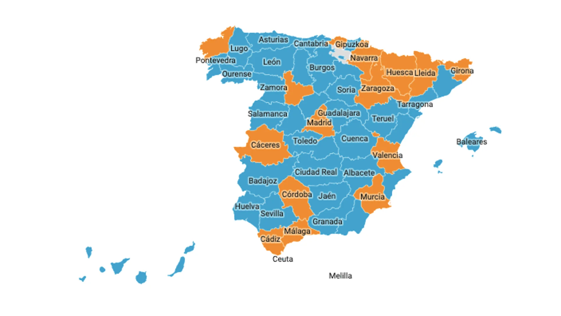 Mapa rebrotes España 24 de junio Mapa rebrotes España 24 de junio