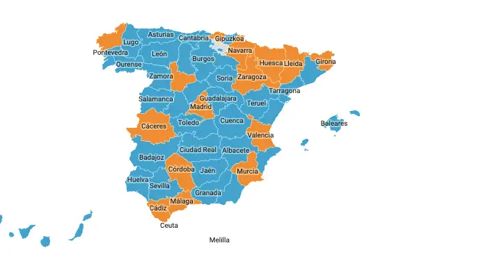 Mapa rebrotes Espa&ntilde;a 24 de junio