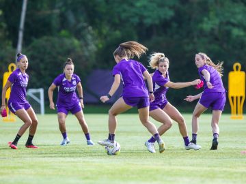 Las jugadoras del Orlando Pride, en un entrenamiento