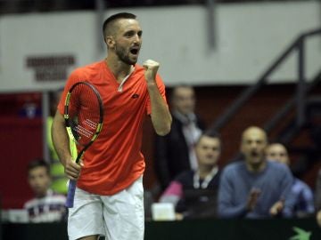 Victor Troicki, en un partido de Copa Davis