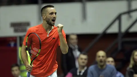 Victor Troicki, en un partido de Copa Davis Victor Troicki, en un partido de Copa Davis