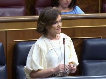 El lapsus de la ministra Carmen Calvo tras la pregunta de Vox sobre la credibilidad del Gobierno: "No hay que restituir lo que no ha existido"