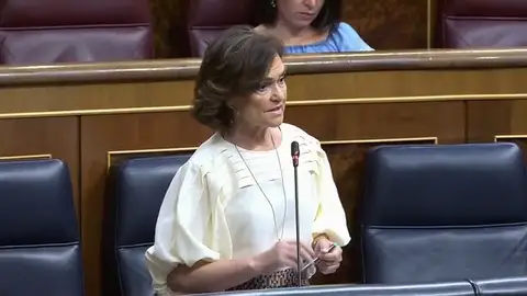 El lapsus de la ministra Carmen Calvo tras la pregunta de Vox sobre la credibilidad del Gobierno: "No hay que restituir lo que no ha existido" El lapsus de la ministra Carmen Calvo tras la pregunta de Vox sobre la credibilidad del Gobierno: "No hay que restituir lo que no ha existido"
