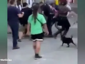 Un grupo de personas se abalanza contra la Policía en Lavapiés Un grupo de personas se abalanza contra la Policía en Lavapiés