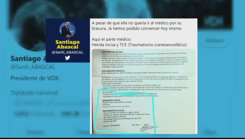Santiago Abascal publica el parte médico de Rocío de Meer