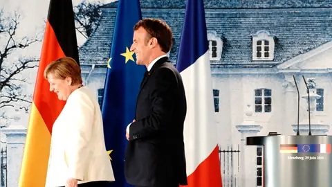 Merkel y Macron, en su reunión en Meseberg Merkel y Macron, en su reunión en Meseberg