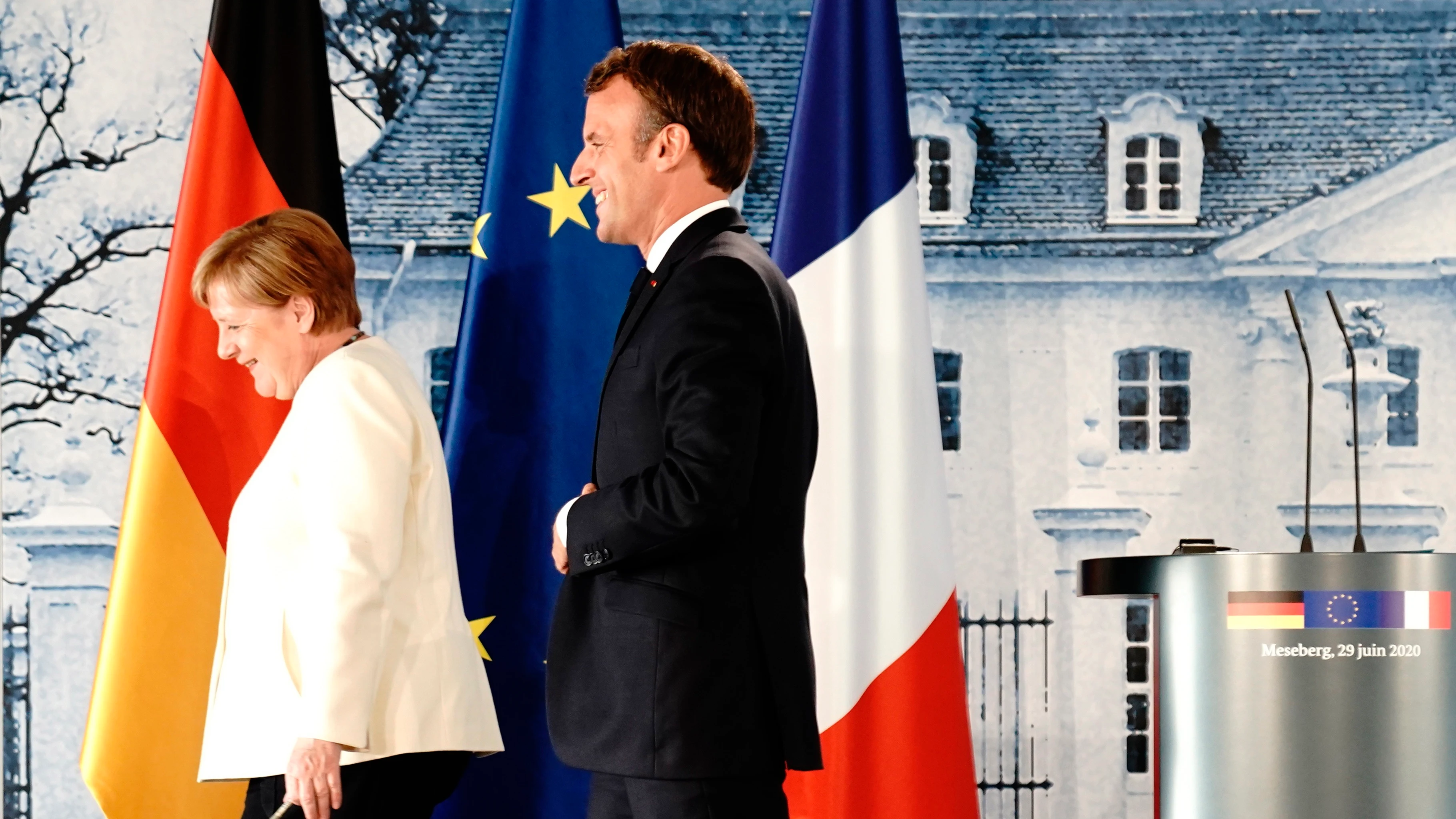 Merkel y Macron, en su reunión en Meseberg Merkel y Macron, en su reunión en Meseberg