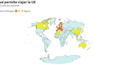 Pa&iacute;ses a los que permite viajar la Uni&oacute;n Europea