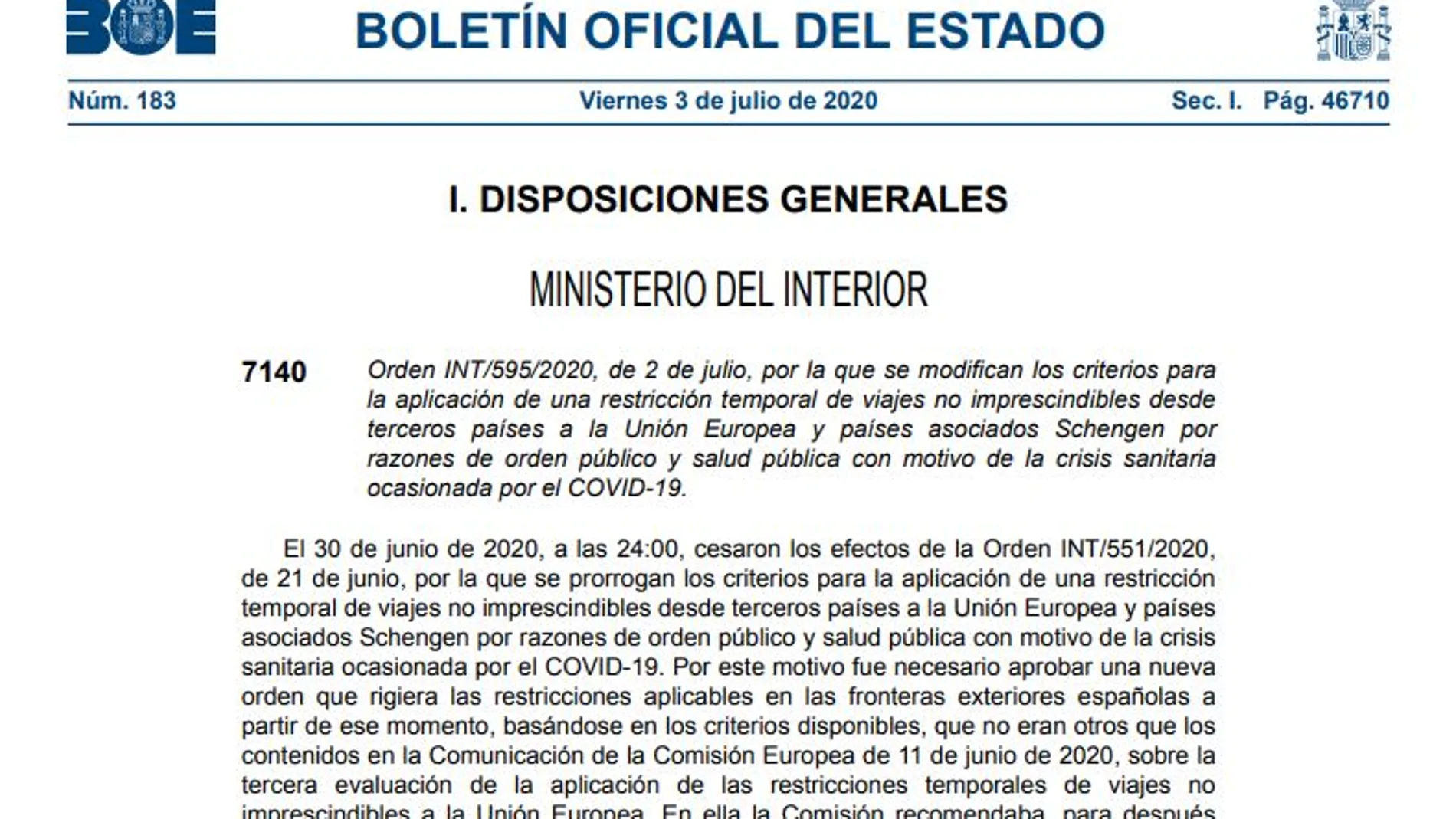 Pantallazo del BOE 3 de julio de 2020 Pantallazo del BOE 3 de julio de 2020