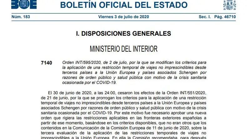 Pantallazo del BOE 3 de julio de 2020 Pantallazo del BOE 3 de julio de 2020