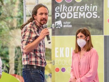 Pablo Iglesias en un acto de precampaña de las elecciones vascas en Bilbao