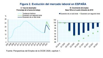 OCDE España golpeada por el coronavirus. Evolución del mercado laboral. Paro