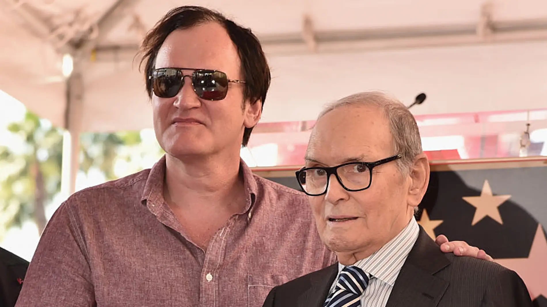 Quentin Tarantino junto a Ennio Morricone