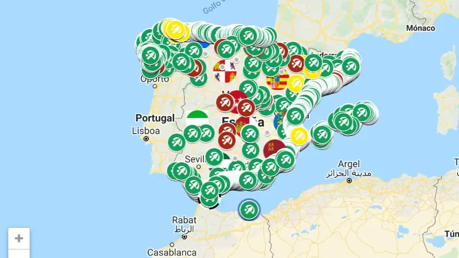 Mapa r&iacute;os, pantanos y playas de Espa&ntilde;a